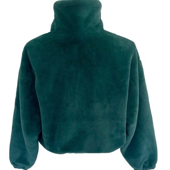 BE FORE DAWN COAT JACKET FULL ZIP  MOCK NECK SZ 8 EMERALD GREEN FAUX FUR COZY - Picture 15 of 15